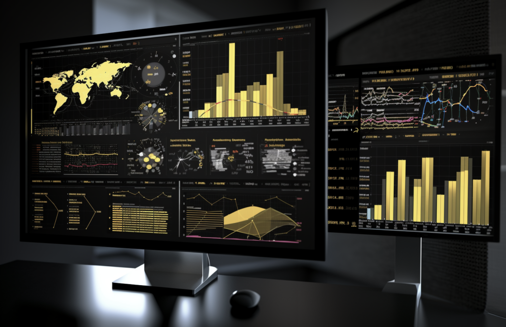 A computer screen with graphs and data from charging sessions.